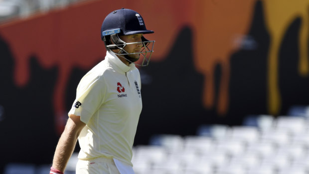Knocked over: Joe Root was bowled for a duck.