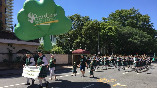 Giant, inflatable shamrocks flew proudly above the parade participants as they completed their loop.