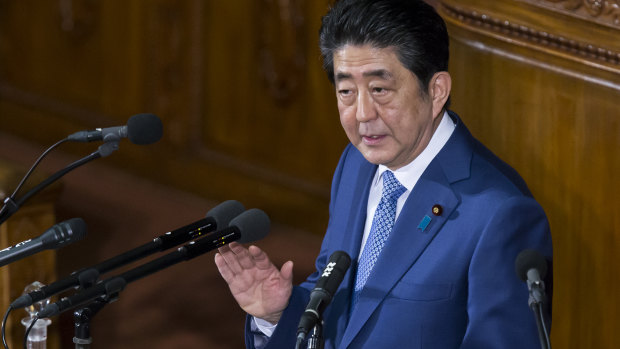 Japanese Prime Minister Shinzo Abe delivers his policy speech during a plenary session at the lower house of parliament in Tokyo last week.