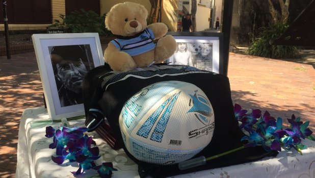 Family and friends gathered for a memorial service for Mark Russell at Woolloomoloo on Saturday.
