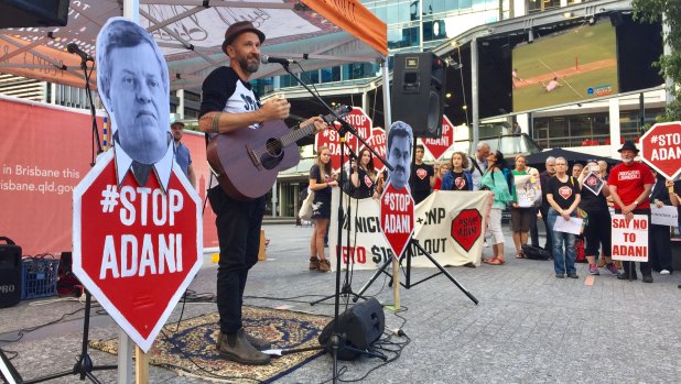 Anti-Adani protest in Brisbane City featured Ben Ely from Regurgitator.