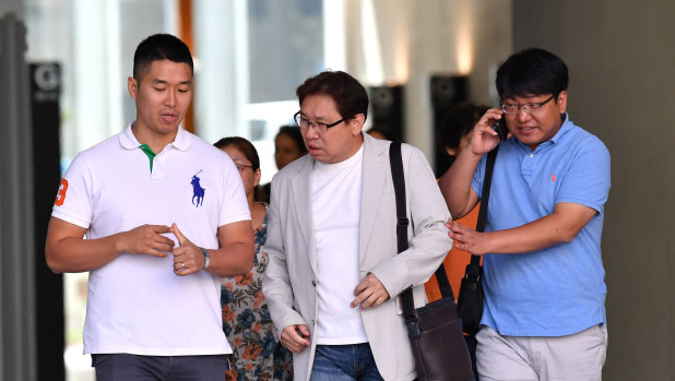 The family of murdered South Korean student Eunji Ban at the Brisbane Supreme Court on Friday.