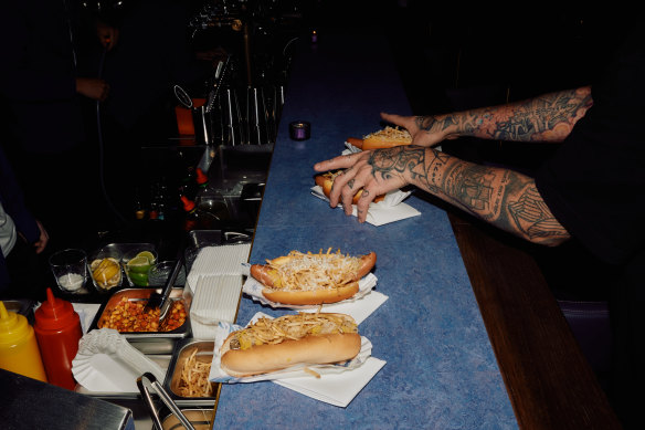 Hot dogs are on special during happy hour at Pleasure Club.