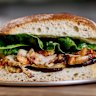 The porchetta and eggplant panino at Arno Deli, Newcastle.