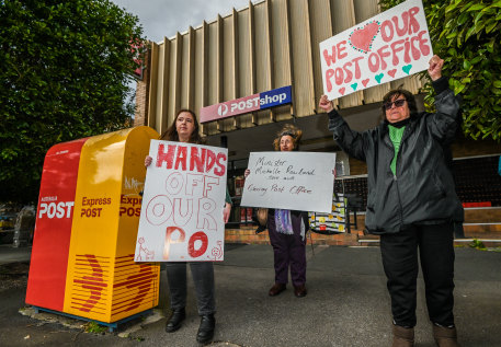 Protesters stamp their feet as another local post office gets the chop