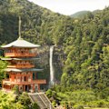Seiganto-ji Temple and Nachi waterfall, a short walk on the Kumano Kodo pilgrimage route.