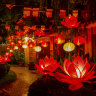 Lanterns at a pagoda in Ho Chi Minh City.