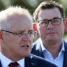 Turf dispute on China: Prime Minister Scott Morrison and Victorian Premier Daniel Andrews. 