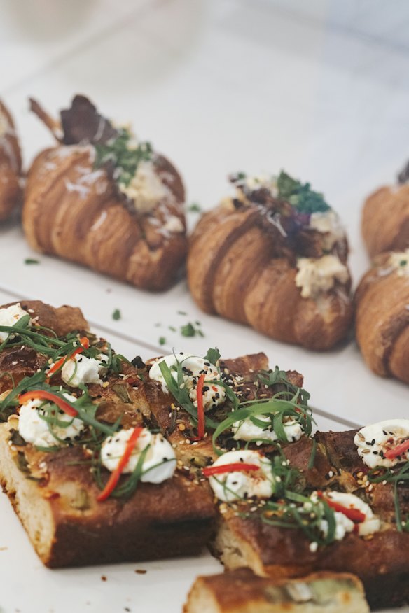 Grab-and-go croissants and focaccia.