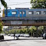 A train crosses over Inkerman Road in East St Kilda.