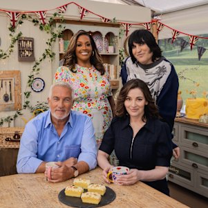 Cake corner with Alison Hammond, Noel Fielding, Paul Hollywood and Nigella Lawson.