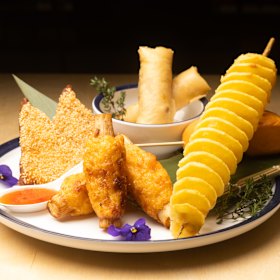 Assorted fried snacks.