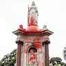 Melbourne’s Queen Victoria Memorial after it was vandalised on the day before Australia Day 2024.
