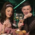 People enjoy dinner at the chef table at the  Emerald room  in Darlinghurst.