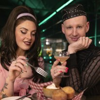 People enjoy dinner at the chef table at the  Emerald room  in Darlinghurst.