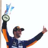Australian Daniel Ricciardo on the top step of the podium at Monza earlier this season.
