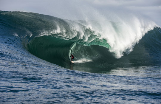 Surfer Cale Grigson at a secret spot.