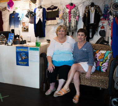Beach De Mer owner Marion Richards and manager Georgie Ross. Since borders re-opened in July, the beachwear shop has done well, with locals supporting her Kirra store.