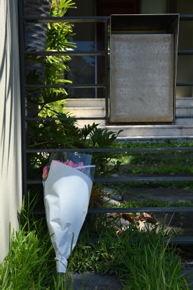 Flowers outside the $6.2m Dover Heights home of Melissa Caddick.