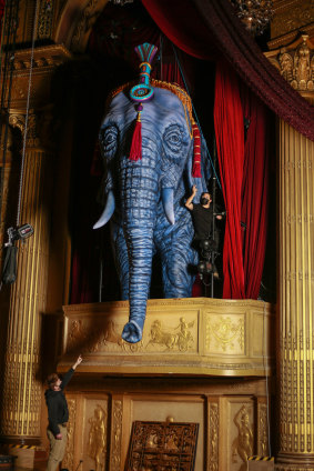 An elephant stars in Derek McLane’s impressive set design for Moulin Rouge! The Musical.