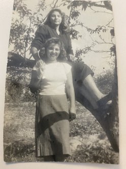 Lydia (front) and Liliana at Bagnoli, a refugee displacement camp near Naples, Italy.