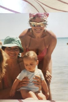 Liliana (left) and Lydia with Liliana’s grandson Nick at Mt Martha beach in the 1980s.