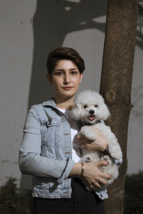 Mozhgan Moarefizadeh in Jakarta with her dog, Bella.