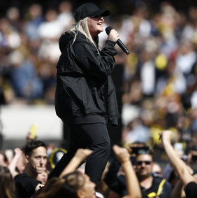 Tones and I performs at the 2019 AFL Grand Final.