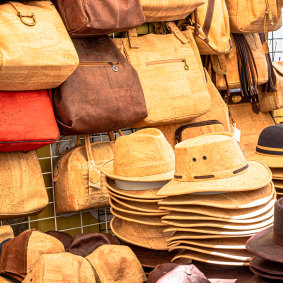 Cork bags and hats.