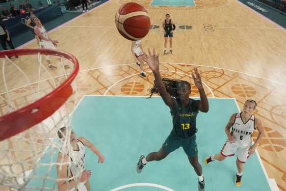 Ezi Magbegor dominated in Australia’s bronze medal win over Belgium.