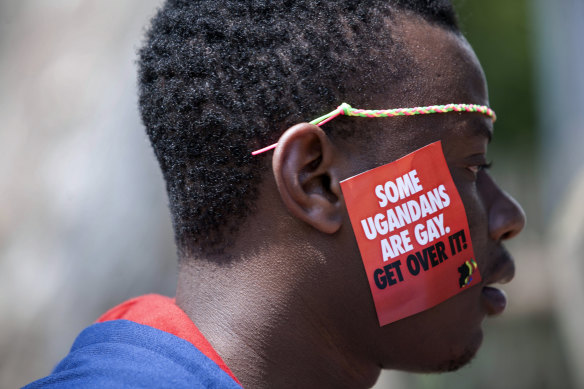 A man is seen during the third Annual Lesbian, Gay, Bisexual and Transgender (LGBT) Pride celebrations in Entebbe, Uganda, in 2014. Things have since gotten worse for LGBT citizens.