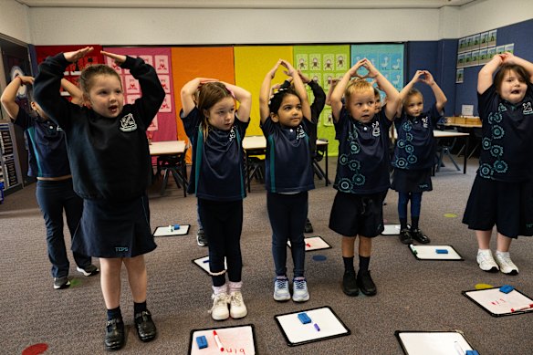 Kindergarten students at The Entrance Public School.