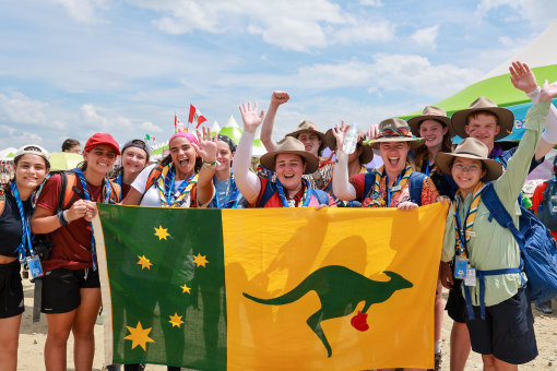 Flying the flag: Australians at the World Scout Jamboree.
