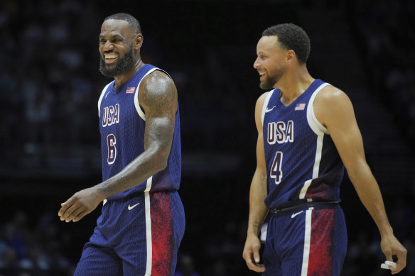 Million-dollar men LeBron James (left) and Steph Curry in action for the United States.