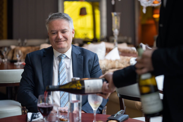 Mathias Cormann at lunch. 