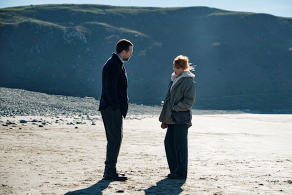 Rafe Spall and Kelly Reilly in Under the Salt Marsh. 