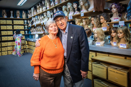 Joyce McGuinness, a customer of 48 years, with Creative Wigs founder Abe Lourie.