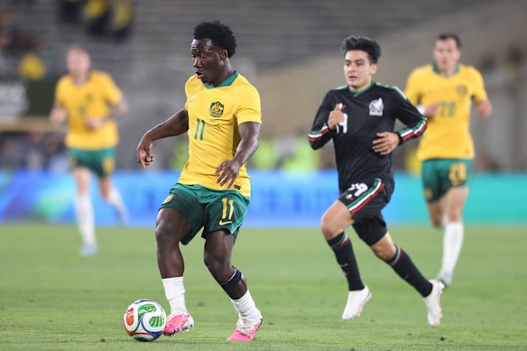 Nestory Irankunda showing off his skills in a pre-World Cup match against Mexico last month.
