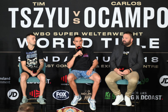 Tim Tszyu announces his fight against Carlos Ocampo on Tuesday.