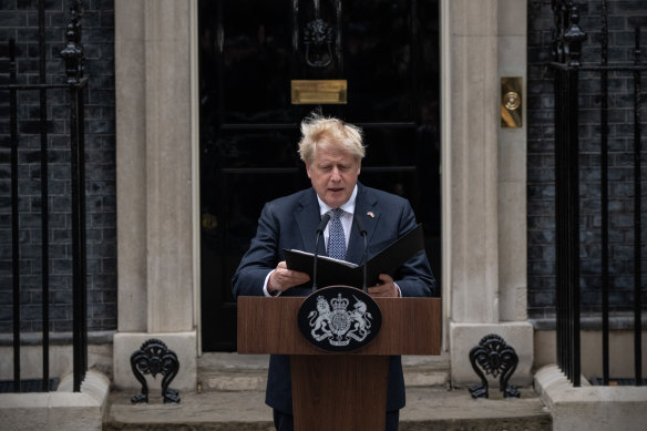 Prime Minister Boris Johnson announces his resignation on July 7.