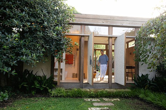 Julia Dangar at the Love Shack, an extension to her Bondi home. The Love Shack is a prototype built to minimise the massive amount of construction and demolition waste ending up in landfill. 