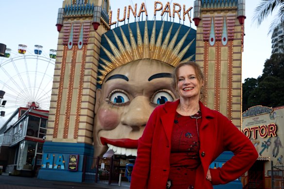 Author Helen Pitt outside Sydney’s Luna Park.