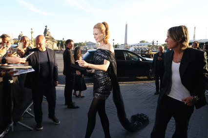 Nicole Kidman and Keith Urban arrive at the Balenciaga after-party in Paris.