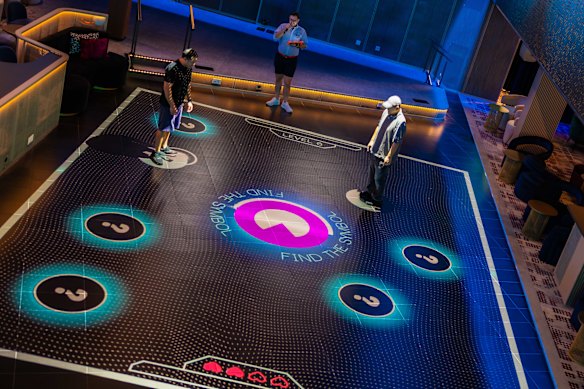 Pure nostalgia … neon-lit games lounge Attic at The Club.