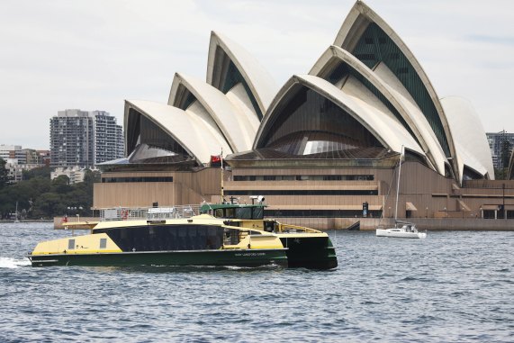 One of Sydney’s new River Class ferries on Sydney Harbour on Thursday.