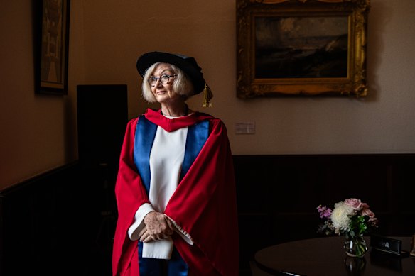 Kate McClymont prepares for her honorary doctorate at Sydney University on Monday.