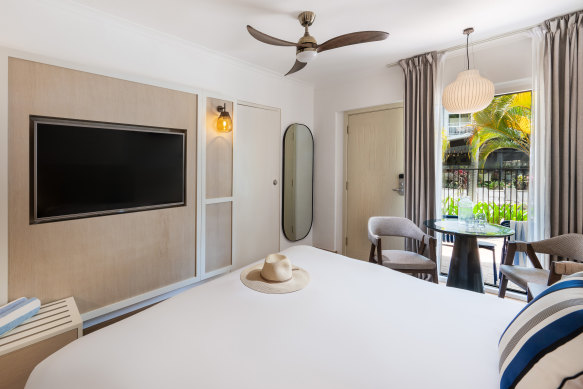 A light and airy guest room at Mantra Club Croc.
