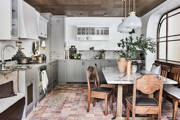 The farmhouse-style kitchen at Kate Nixon Studio also serves as a breakout space.
