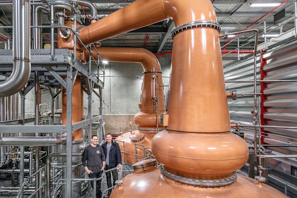 Archie Rose’s founder Will Edwards and master distiller Dave Withers at the Sydney distillery.
