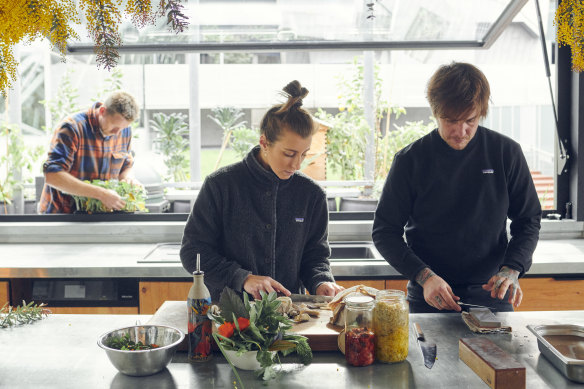 When not in lockdown, the trio hosts tour groups and, three times a week, feeds 14 people at a time for $400 multi-course meals cooked with food grown on site.